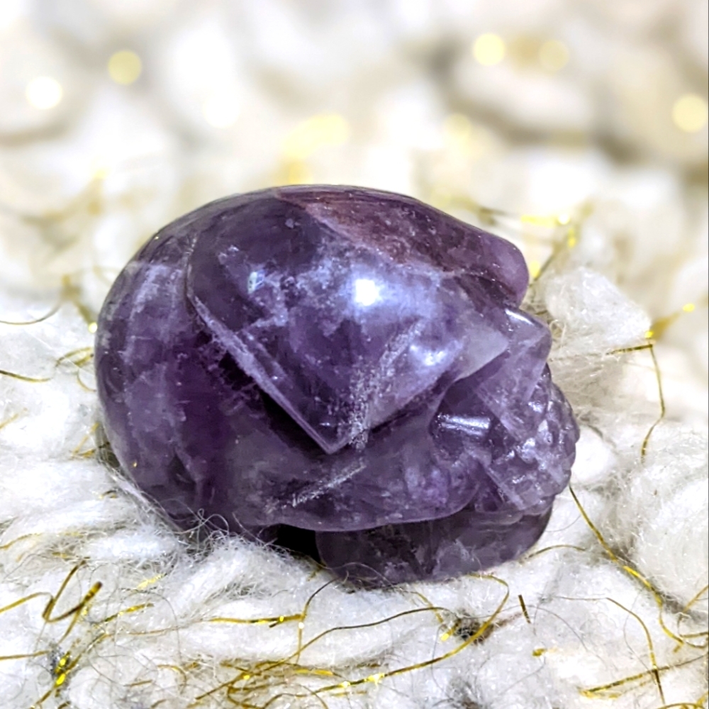 Lepidolite Crystal Skull Specimen Gemstone Mineral Boho Goth Witch Festival - Picture 2 of 6